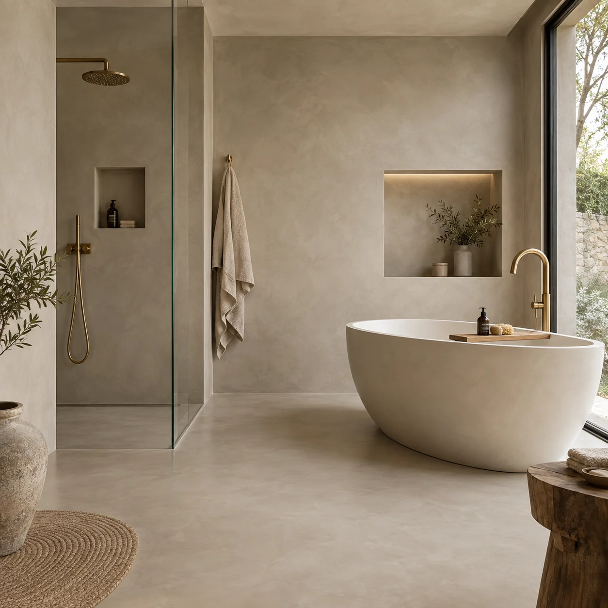 Microcement bathroom applied over existing tiles in a Karachi home — no demolition required